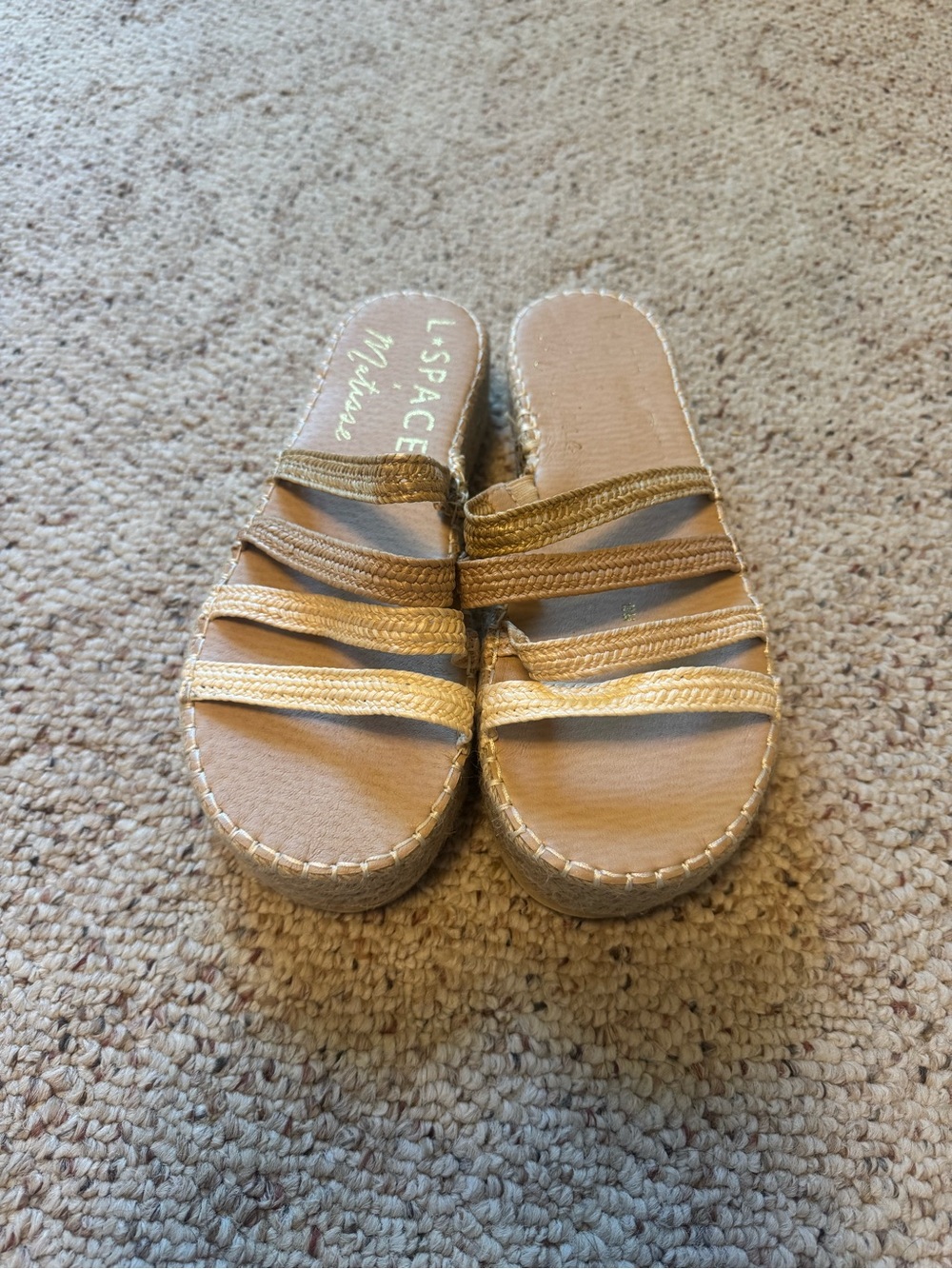 l*space Metallic Gold Braided Slide Sandals
